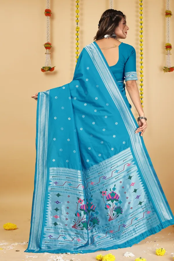 BLUE_PURE_SILK_PAITHANI_SAREE